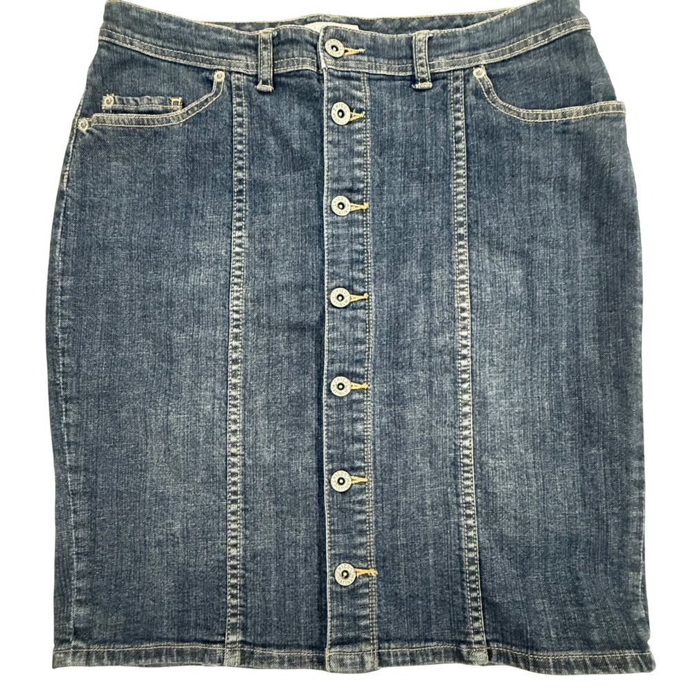 Chico's Platinum Blue Denim Skirt Womens Chico 0 US Sz 4 Small W195